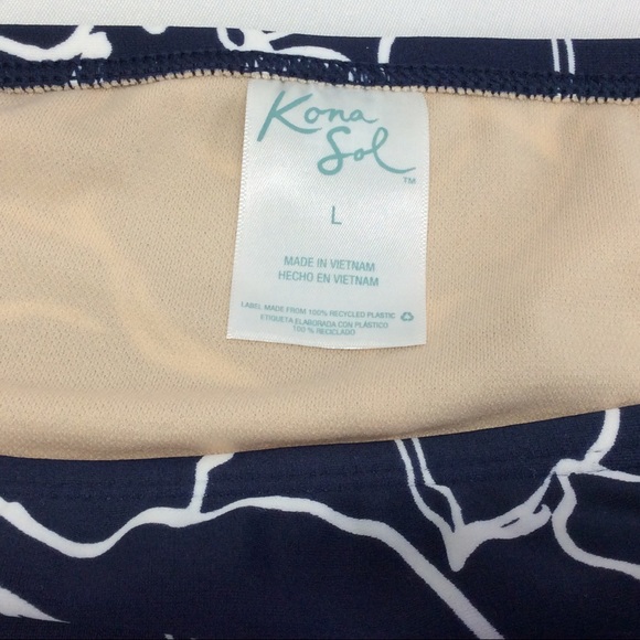 Kona Sol 2 Piece Swimsuit Floral Swirl Navy/White - Picture 6 of 12